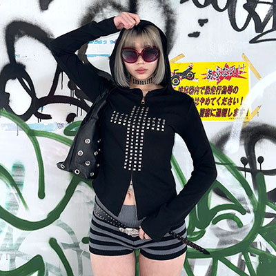 CROSS STUDS ZIP HOODIE