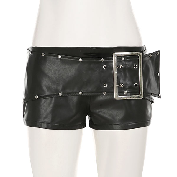 STUDS WIDE BELT SHORTS