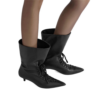 LACE UP POINTED BOOTS
