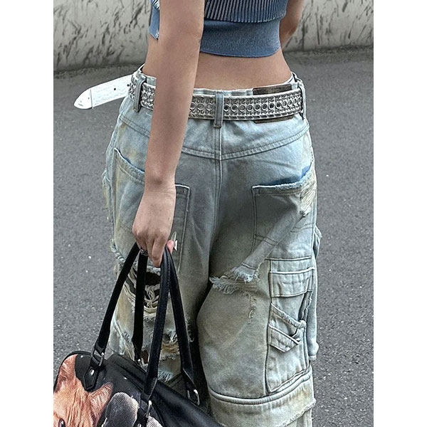 DOUBLE WAIST DAMAGE JORTS