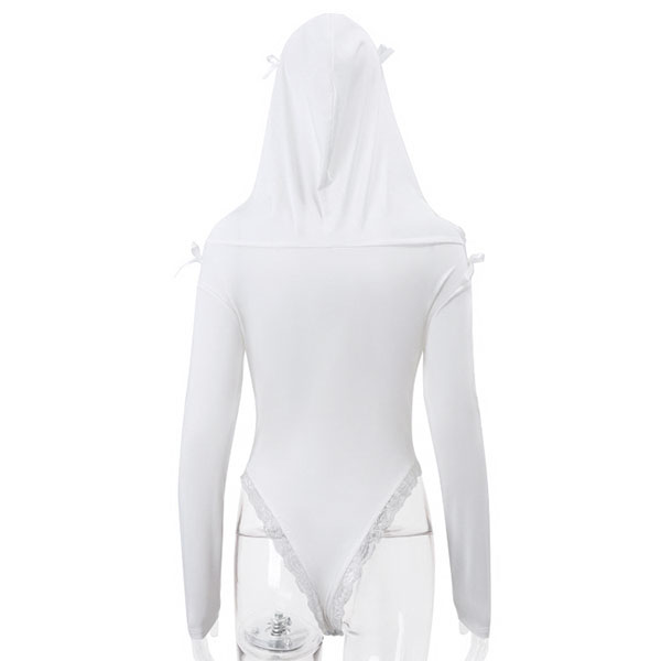 LACE RIBBON HOOD BODYSUIT