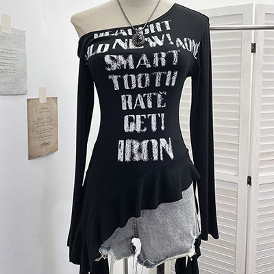 LETTER FRILL ONESHOULDER