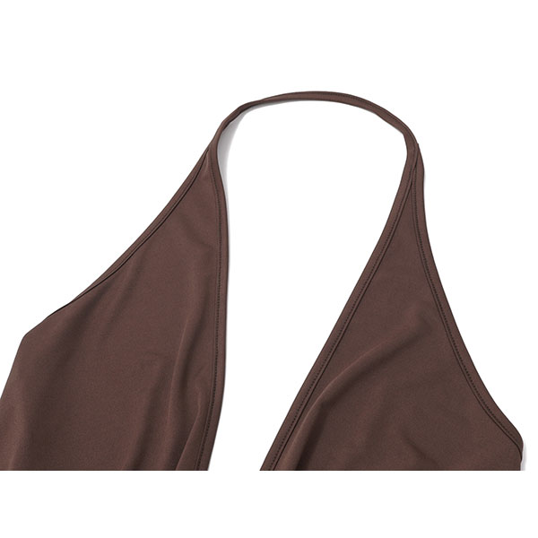 BROWN HALTER TOP