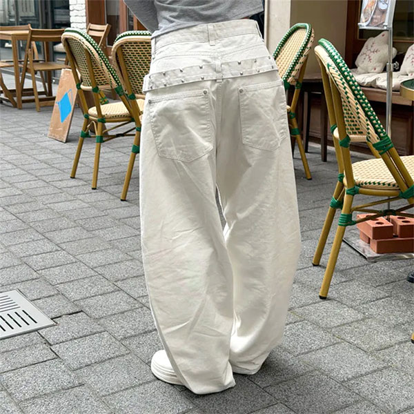BACK STUDS BELT PANTS