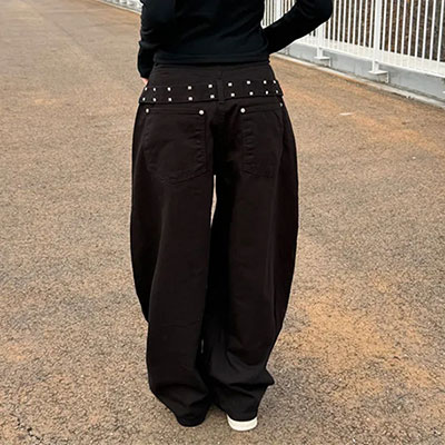 BACK STUDS BELT PANTS