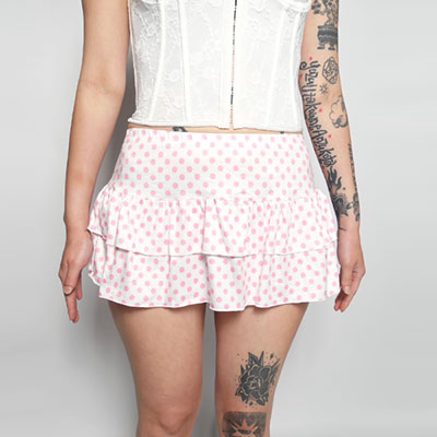 PINK DOT FRILL SKIRT