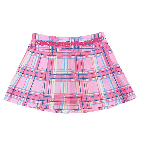 PINK CHECK PLEATS SKIRT