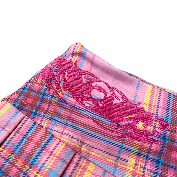 PINK CHECK PLEATS SKIRT