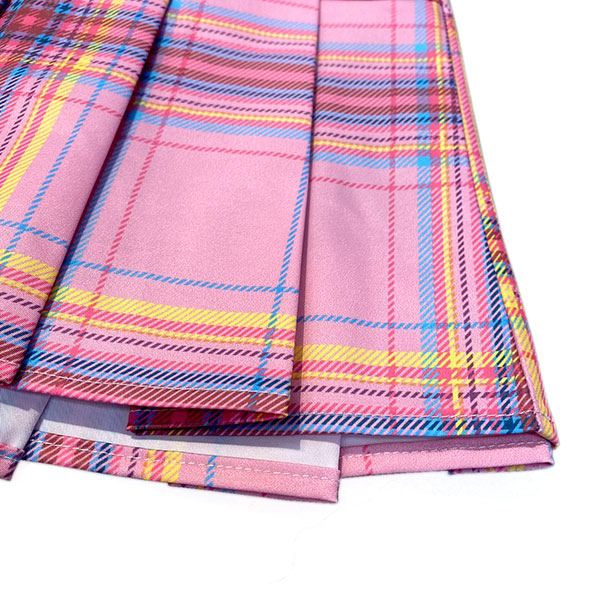 PINK CHECK PLEATS SKIRT