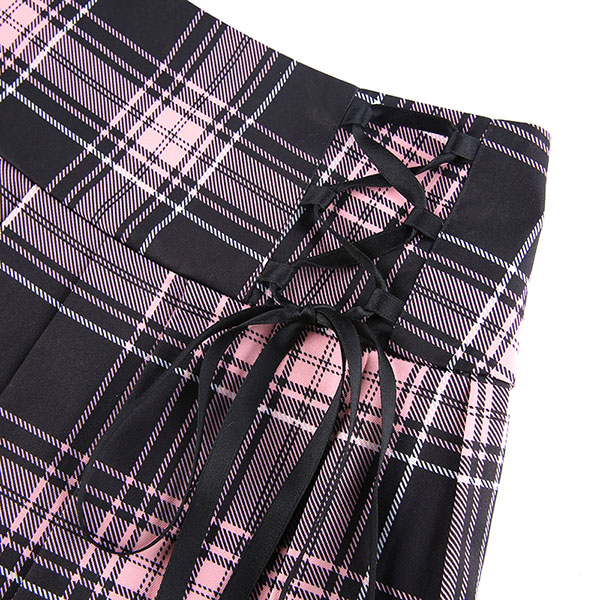 LACE UP CHECK SKIRT