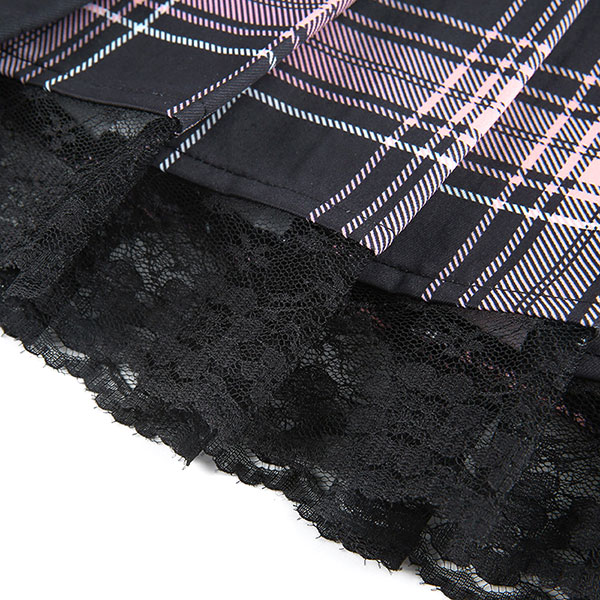 LACE UP CHECK SKIRT