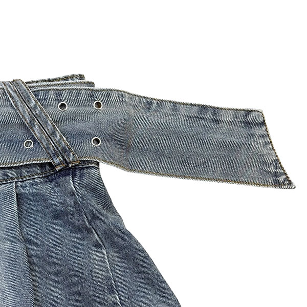BELT DENIM PLEATS SKIRT