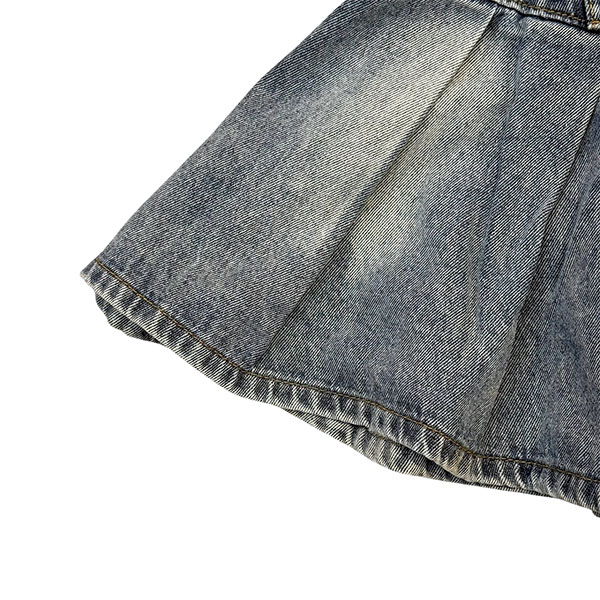 BELT DENIM PLEATS SKIRT