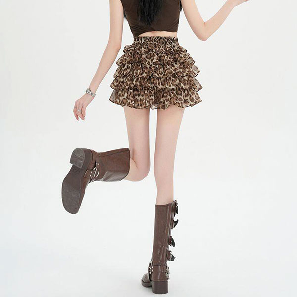 LEOPARD FRILL SKIRT