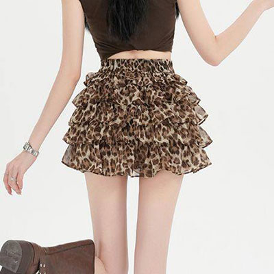 LEOPARD FRILL SKIRT
