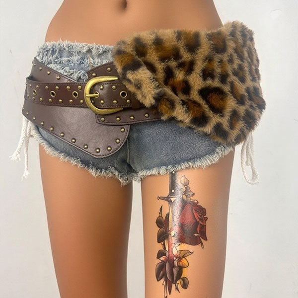 LEOPARD WAIST FUR BELT