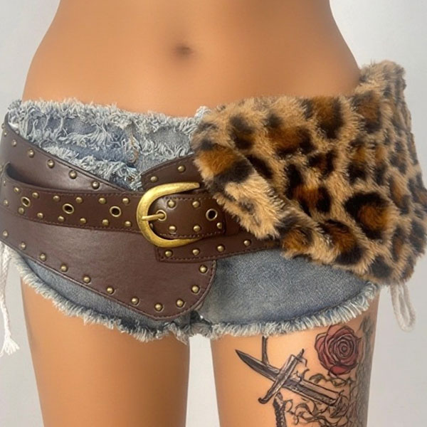 LEOPARD WAIST FUR BELT