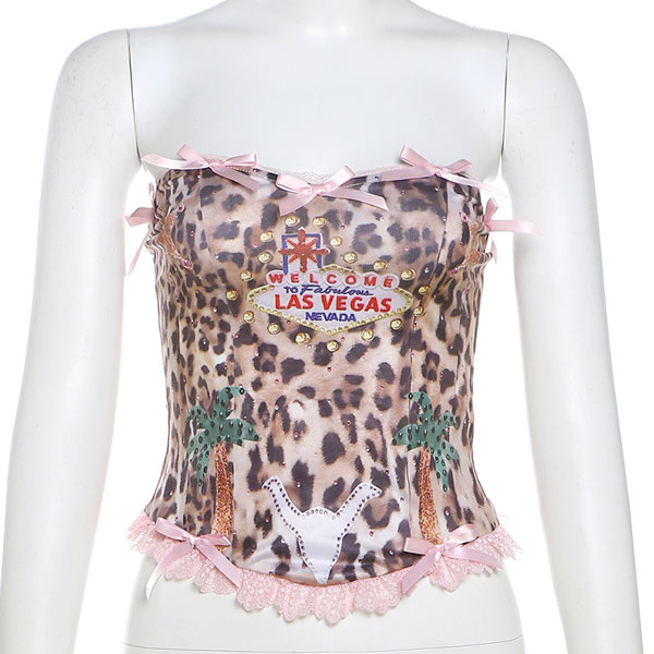 LEOPARD RIBBON TUBE TOP