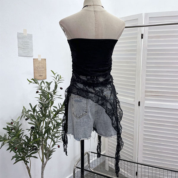 CROSS LACE BARE TOP