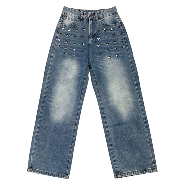 FRONT STUDS DENIM PANTS