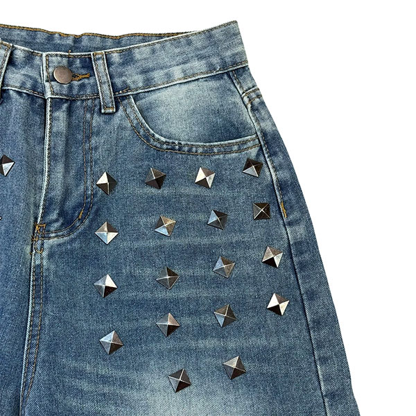 FRONT STUDS DENIM PANTS
