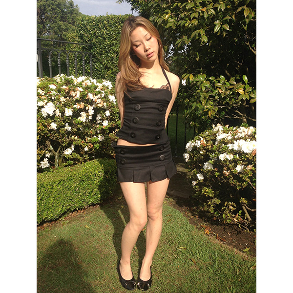 CORSET BLACK BUTTON CAMISOLE
