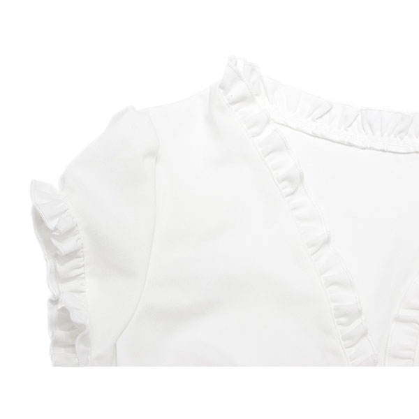 VNECK FRILL SHORT CROPPED TOPS