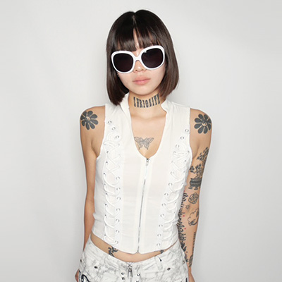 SIDE LACE ZIP UP HALTER NECK