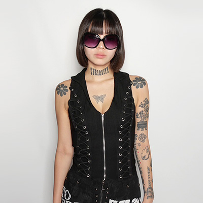 SIDE LACE ZIP UP HALTER NECK