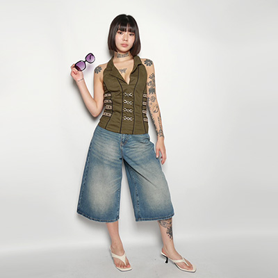 Y2K DENIM HALTER NECK