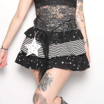 STAR BORDER FRILL SKIRT