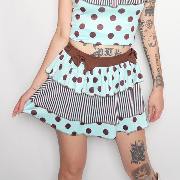 MINT DOT FRILL SKIRT