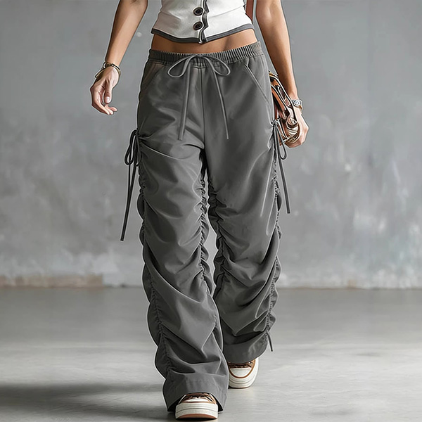 SHIRRING GREY PANTS