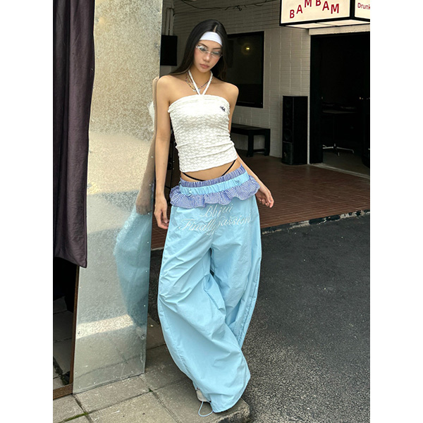 COLOR FRILL CARGO PANTS