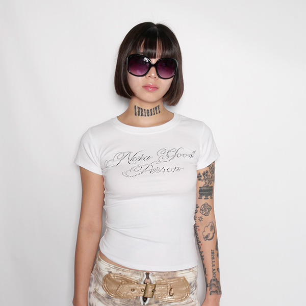 RHINESTONE LETTER T-SHIRT