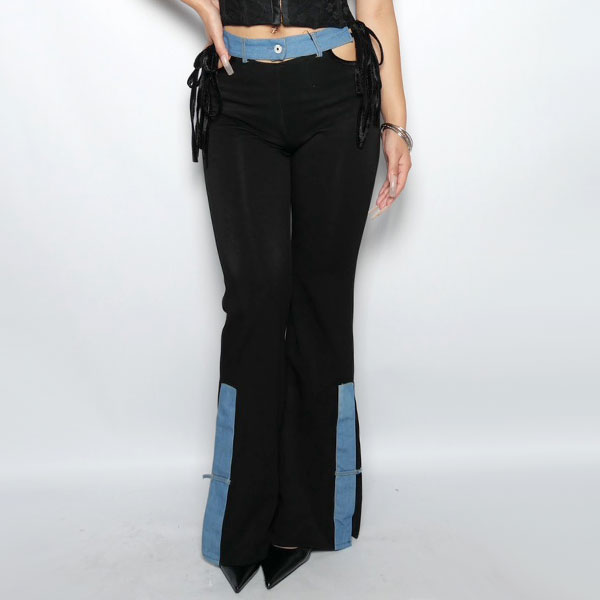 SIDE LACE UP DENIM PANTS