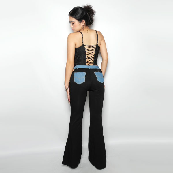 SIDE LACE UP DENIM PANTS
