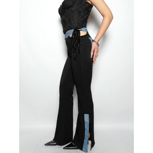SIDE LACE UP DENIM PANTS