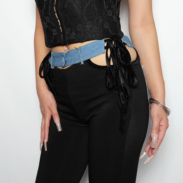 SIDE LACE UP DENIM PANTS