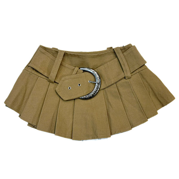 SUEDE BELT PLEATS SKORT