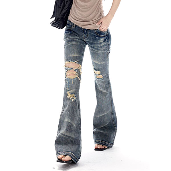 DAMAGE FLARE DENIM PANTS