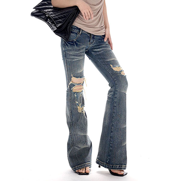 DAMAGE FLARE DENIM PANTS