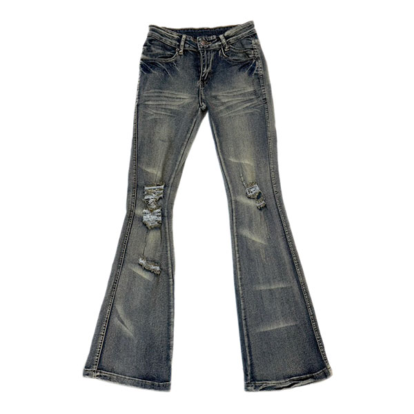 DAMAGE FLARE DENIM PANTS