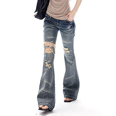 DAMAGE FLARE DENIM PANTS