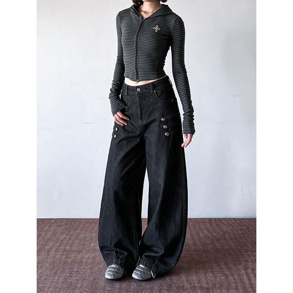 3BOTTON BAGGY DENIM