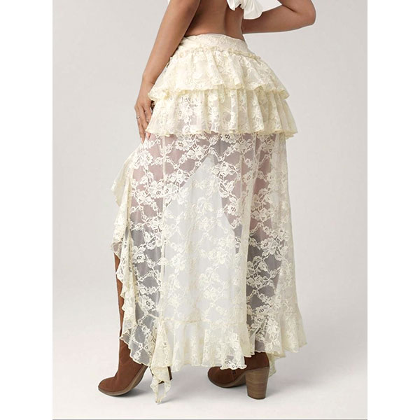 LACE FRILL LONG SKIRT
