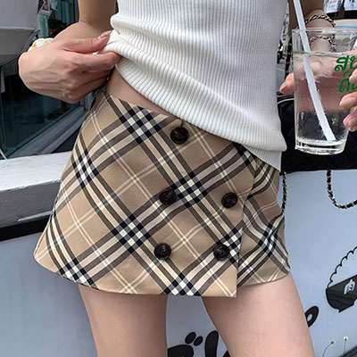 BOTTON CHECK SKIRT