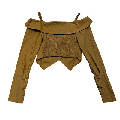 OFF SHOULDER BUTTON SHIRT