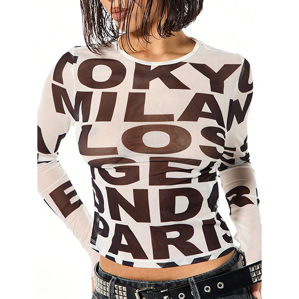 ALPHABET SHEER TOPS