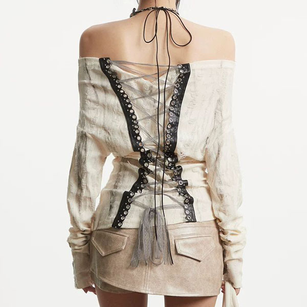 OFF SHOULDER LACE UP CUTSEW